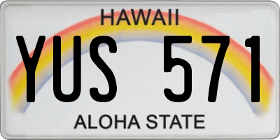 HI license plate YUS571