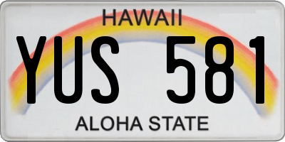 HI license plate YUS581