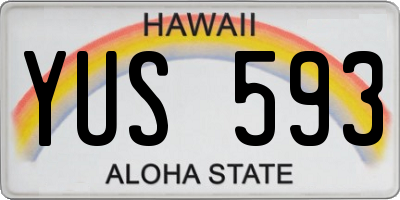 HI license plate YUS593