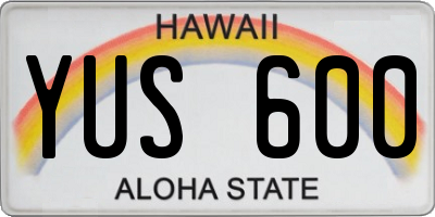 HI license plate YUS600