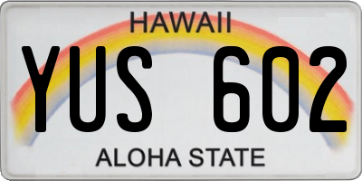 HI license plate YUS602