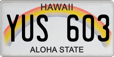 HI license plate YUS603