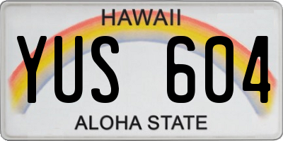 HI license plate YUS604