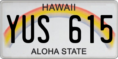 HI license plate YUS615