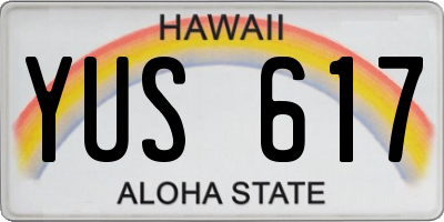 HI license plate YUS617