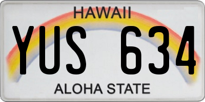 HI license plate YUS634