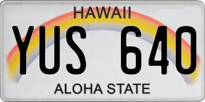 HI license plate YUS640