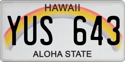 HI license plate YUS643