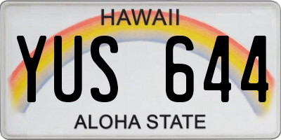 HI license plate YUS644