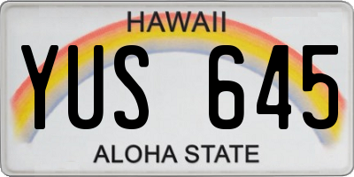 HI license plate YUS645