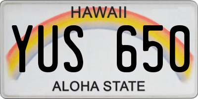 HI license plate YUS650