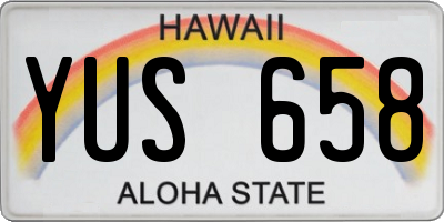 HI license plate YUS658