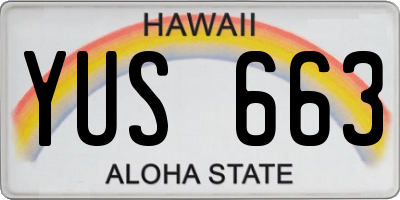 HI license plate YUS663