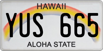 HI license plate YUS665