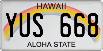 HI license plate YUS668
