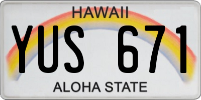 HI license plate YUS671