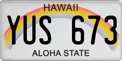 HI license plate YUS673