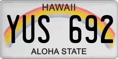 HI license plate YUS692