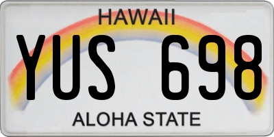 HI license plate YUS698