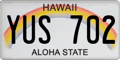 HI license plate YUS702