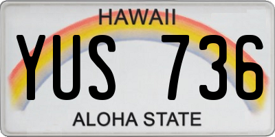HI license plate YUS736