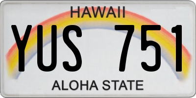 HI license plate YUS751
