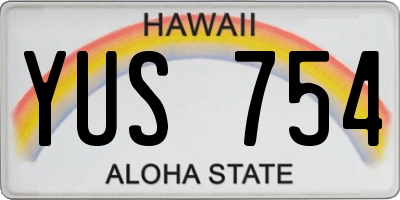 HI license plate YUS754