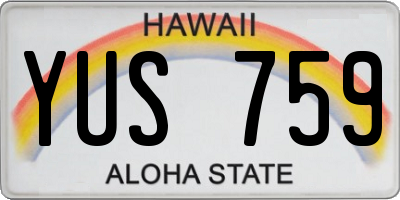 HI license plate YUS759