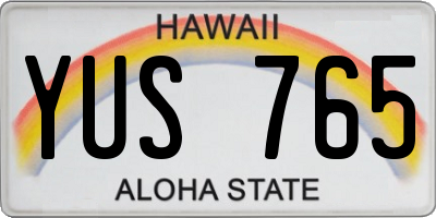 HI license plate YUS765