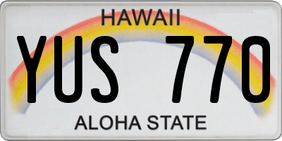 HI license plate YUS770