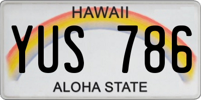 HI license plate YUS786