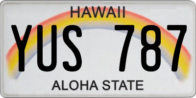 HI license plate YUS787