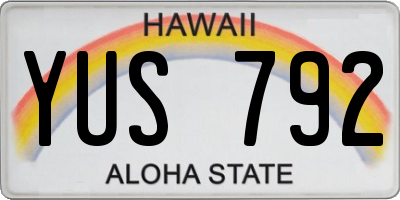 HI license plate YUS792