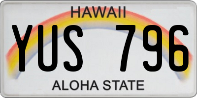 HI license plate YUS796