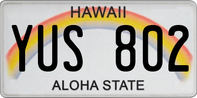 HI license plate YUS802
