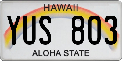 HI license plate YUS803