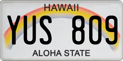 HI license plate YUS809