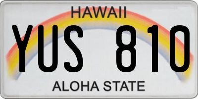 HI license plate YUS810