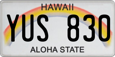 HI license plate YUS830