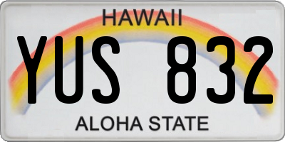 HI license plate YUS832