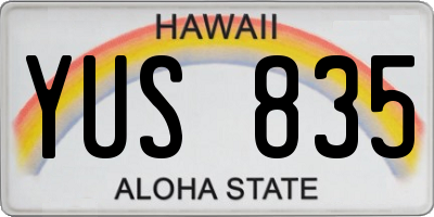 HI license plate YUS835