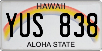 HI license plate YUS838