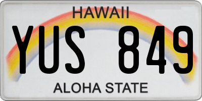 HI license plate YUS849