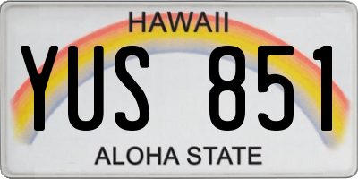 HI license plate YUS851