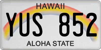 HI license plate YUS852