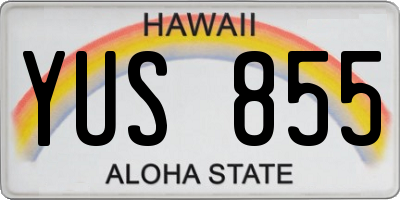 HI license plate YUS855