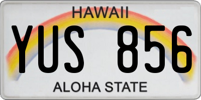 HI license plate YUS856