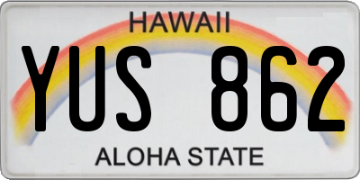 HI license plate YUS862