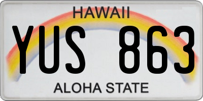 HI license plate YUS863