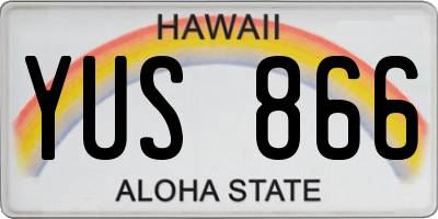 HI license plate YUS866